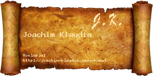 Joachim Klaudia névjegykártya